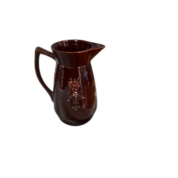 Vintage Moriage Red Ware Hand Painted Brown Gold Glazed Juice Pitcher Japan 6" - Picture 4 of 9